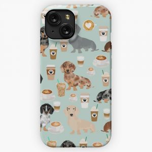 Dachshund Coffee Latte Dachsie Doxie Dog Breed Cute Pattern For Weener Dog Lover iPhone 15 Slim Phone Case Cover