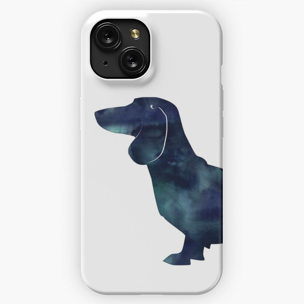 Dachshund Dog Black Watercolor Silhouette iPhone 15 Slim Phone Case Cover