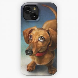 Dachshund Dog Cute Portrait Art iPhone 15 Slim Phone Case Cover