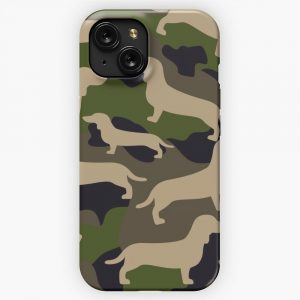 Dachshund Lovers Camo Camouflage Pattern iPhone 15 Slim Phone Case Cover