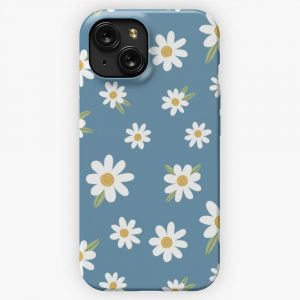 Daisies On Blue Teal iPhone 15 Slim Phone Case Cover