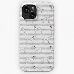 Dalmatian Dog Breed On Stripes iPhone 15 Slim Phone Case Cover