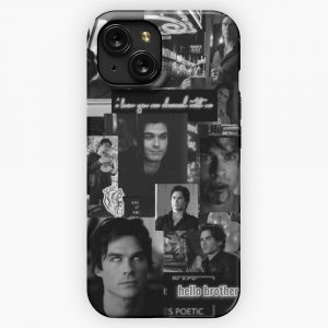 Damon Salvatore Black And White iPhone 15 Slim Phone Case Cover