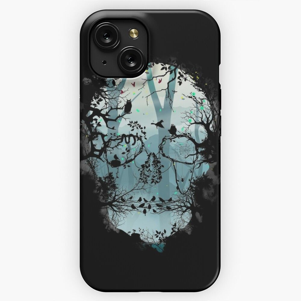 Dark Forest Skull iPhone 15 Slim Phone Case Cover