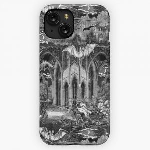 Dark Gothic Vampires Crypt Graves Bats Skulls Pattern By Moose Disco iPhone 15 Slim Phone Case Cover