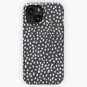 Dark Grey Dalmatian Print Mask iPhone 15 Slim Phone Case Cover