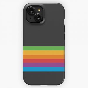 Dark Retro Apple Rainbow iPhone 15 Slim Phone Case Cover