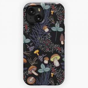 Dark Wild Forest Mushrooms iPhone 15 Slim Phone Case Cover