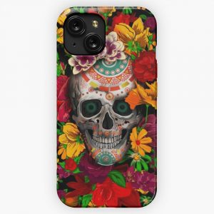 Day Of The Dead Sugar Skull With Flower iPhone 15 Slim Phone Case Cover