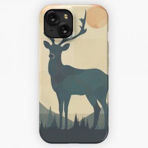 Deer And Forest Mountains Cute Sports And Camping Design iPhone 15 Slim Phone Case Cover