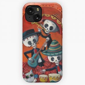 Dia De Los Muertos Skeleton Musicans iPhone 15 Slim Phone Case Cover