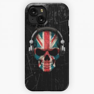 Dj Skull With British Flag iPhone 15 Slim Phone Case Cover