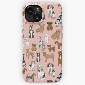 Dogs Dogs Dogs Pink Background iPhone 15 Slim Phone Case Cover
