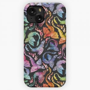 Dragon Fire Dark Rainbow iPhone 15 Slim Phone Case Cover