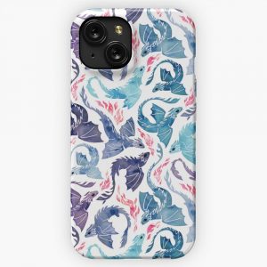 Dragon Fire Turquoise Purple iPhone 15 Slim Phone Case Cover