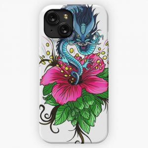 Dragon With Hibiscus iPhone 15 Slim Phone Case Cover