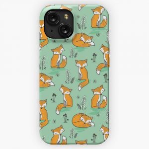 Dreamy Fox In Green iPhone 15 Slim Phone Case Cover
