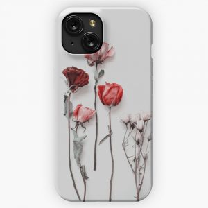 Dried Red Pink Roses On Light Background Minimal Aesthetics iPhone 15 Slim Phone Case Cover