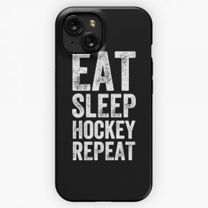 Eat Sleep Hockey Repeat iPhone 15 Slim Phone Case Cover