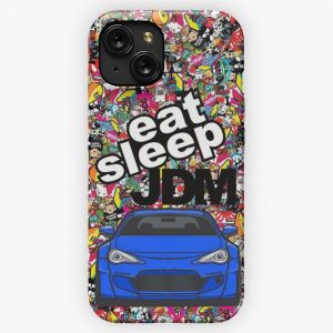Eat Sleep Jdm Gt86 In Blue Sticker Bomb iPhone 15 Slim Phone Case Cover
