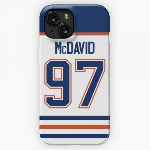 Edmonton Oilers Connor Mcdavid Away Jersey Back iPhone 15 Slim Phone Case Cover