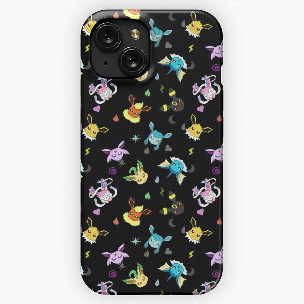 Eeveelution Type Pattern iPhone 15 Slim Phone Case Cover