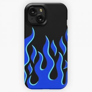 Electric Blue Flames iPhone 15 Slim Phone Case Cover