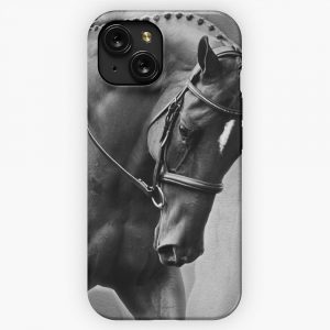 Elegance Dressage Horse In Black And White iPhone 15 Slim Phone Case Cover