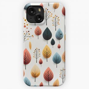 Elegance In Color White Background With Colorful Leaves Minimal Style iPhone 15 Slim Phone Case Cover