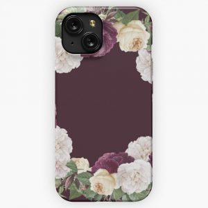 Elegant Floral Wreath Burgundy iPhone 15 Slim Phone Case Cover