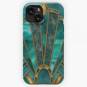 Elegant Stained Glass Art Deco Window With Marble And Gemstone iPhone 15 Slim Phone Case Cover
