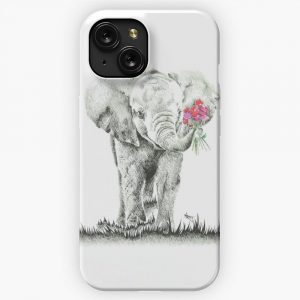 Elephant With Flowers Original Artwork iPhone 15 Slim Phone Case Cover