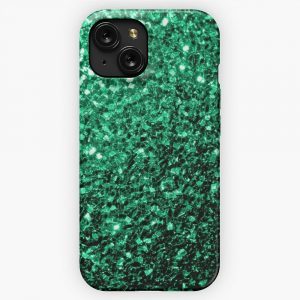 Emerald Green Faux Glitter Sparkles iPhone 15 Slim Phone Case Cover
