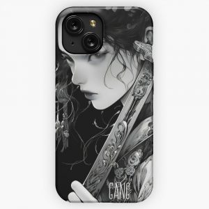 Enigmatic Katana Wielder Exquisite Anime Digital Portrait iPhone 15 Slim Phone Case Cover