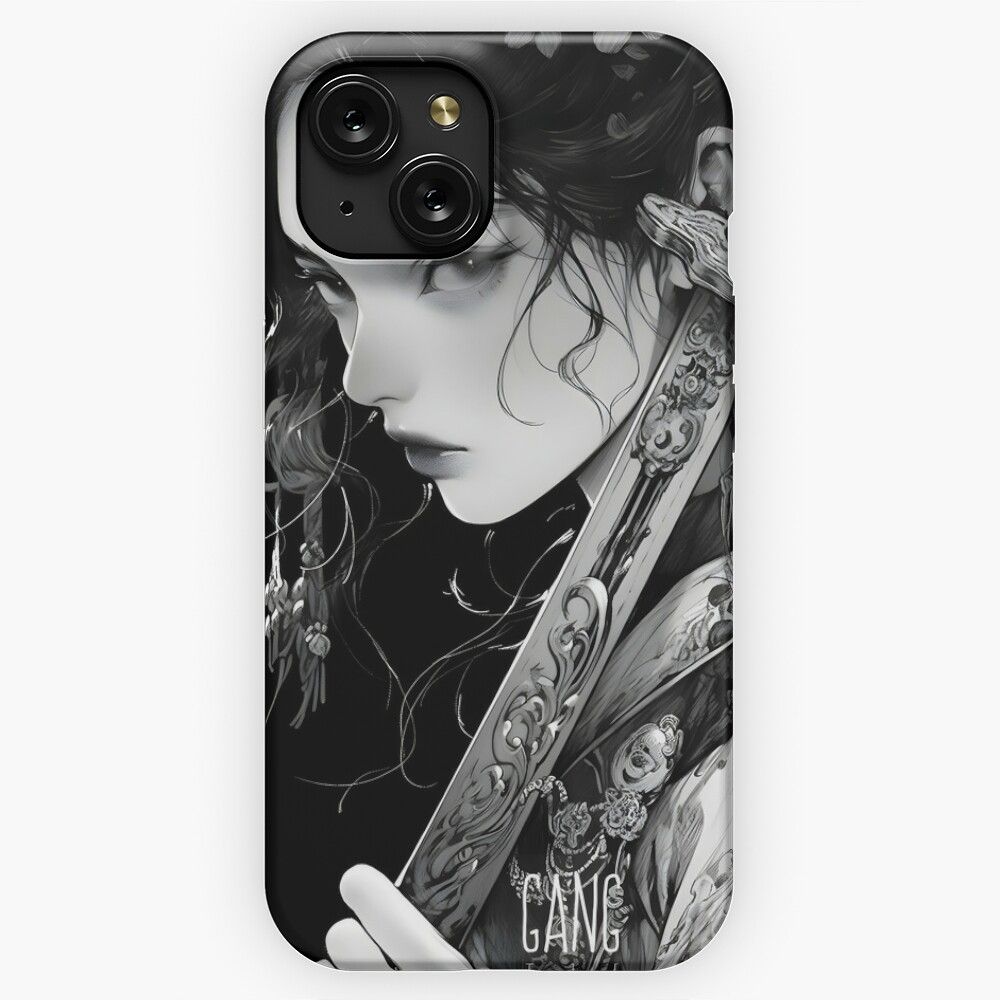 Enigmatic Katana Wielder Exquisite Anime Digital Portrait iPhone 15 Slim Phone Case Cover