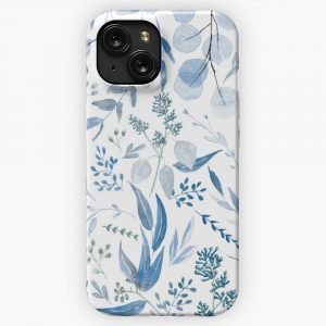 Eucalyptus Pattern Blue iPhone 15 Slim Phone Case Cover