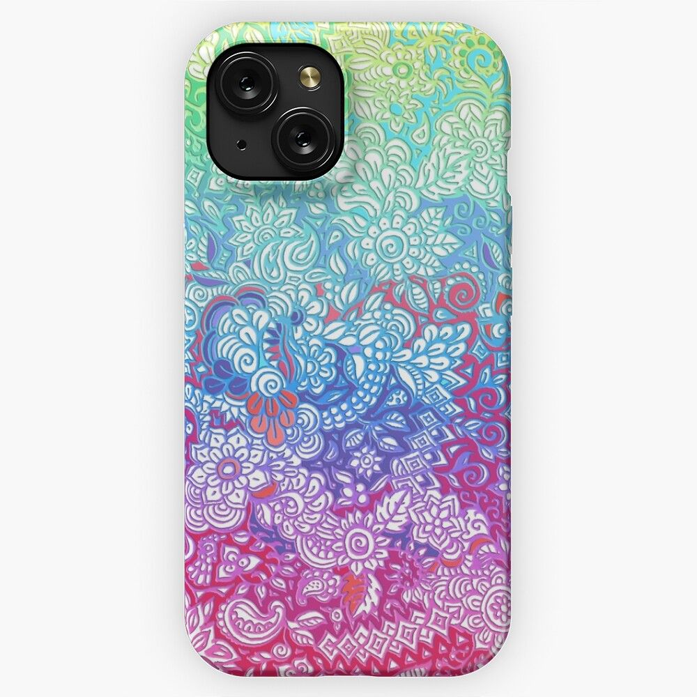 Fantasy Garden Rainbow Doodle iPhone 15 Slim Phone Case Cover