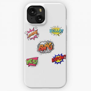 Fight Scene Noises Sounds Comic Books Onomatopoeia iPhone 15 Slim Phone Case Cover