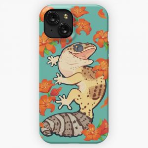 Fire Lily Gecko iPhone 15 Slim Phone Case Cover