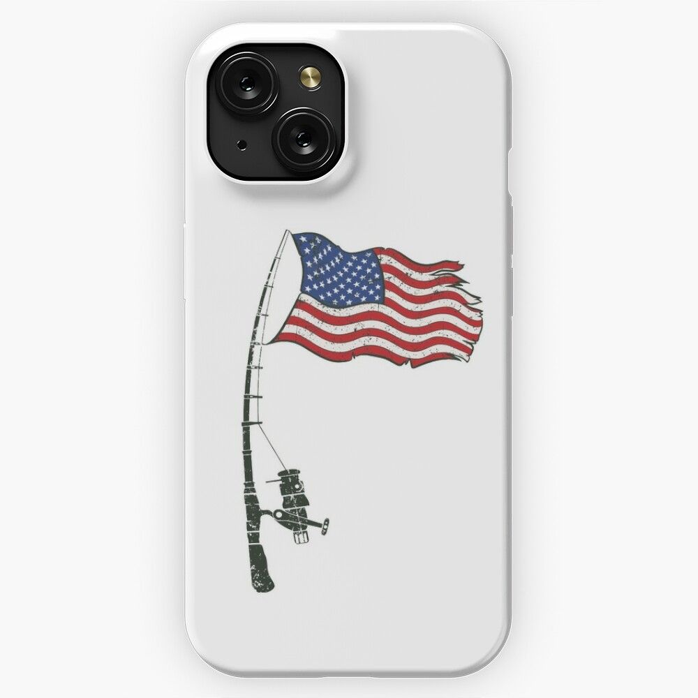 Fishing American Flag iPhone 15 Slim Phone Case Cover