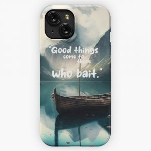 Fishing Quotes On Beautiful Landscape Background iPhone 15 Slim Phone Case Cover