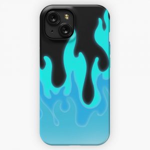 Flames In Teal And Cyan iPhone 15 Slim Phone Case Cover