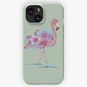 Flamingo And Flowers iPhone 15 Slim Phone Case Cover