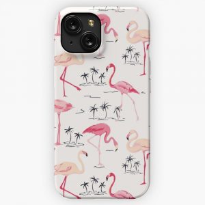 Flamingo Bird Retro Background iPhone 15 Slim Phone Case Cover