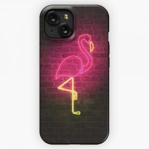 Flamingo Faux Neon iPhone 15 Slim Phone Case Cover