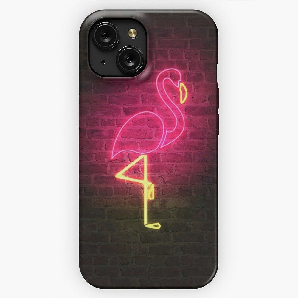 Flamingo Faux Neon iPhone 15 Slim Phone Case Cover