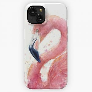 Flamingo Watercolor iPhone 15 Slim Phone Case Cover
