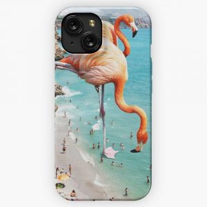 Flamingos On The Beach Wildlife Surrealism Birds Nature Flamingo Fantasy Beach Summer Photography iPhone 15 Slim Phone Case Cover