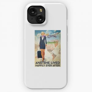 Flight Attendant And She Lived Happily Ever After Navy Uniform Poster iPhone 15 Slim Phone Case Cover