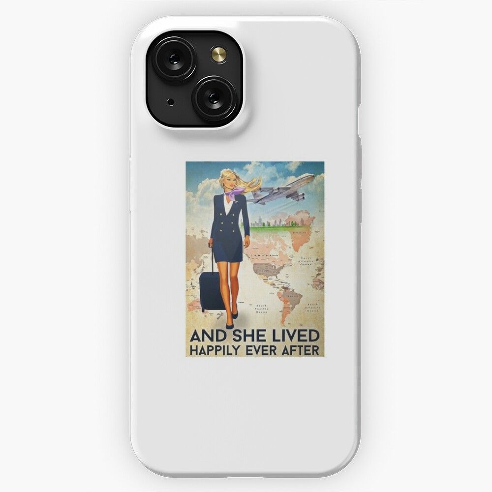 Flight Attendant And She Lived Happily Ever After Navy Uniform Poster iPhone 15 Slim Phone Case Cover